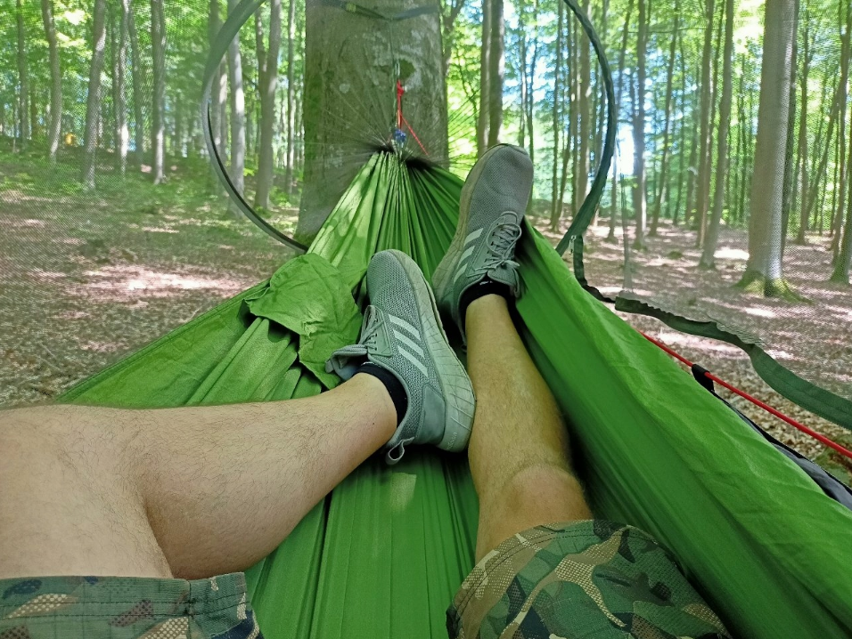 Turistinis hamakas su tinkleliu nuo uodų - Pilkas