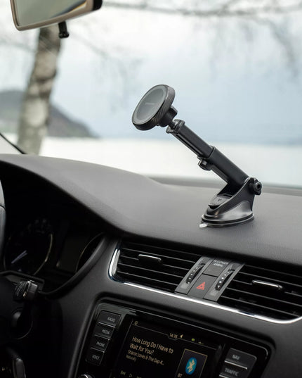 Spacecase magnetinis telefono laikiklis automobiliui skirtas tvirtinti prie stiklo arba prietaisų skydelio su MagSafe palaikymu