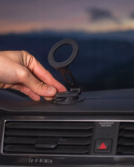 Automobilinis telefono laikiklis į prietaisų skydelį su MagSafe funkcija ir sukimosi mechanizmu
