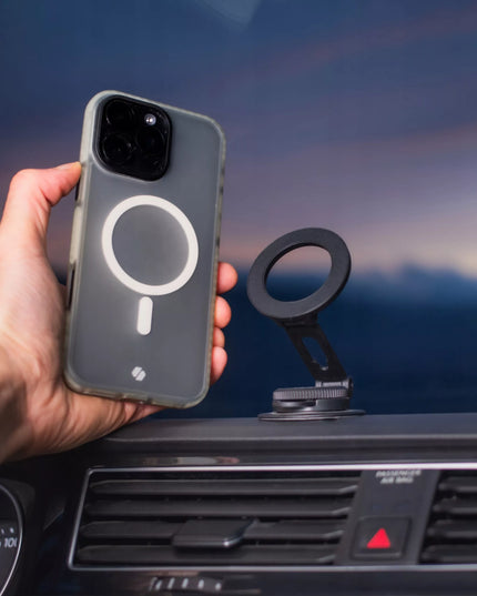 Automobilinis telefono laikiklis į prietaisų skydelį su MagSafe funkcija ir sukimosi mechanizmu