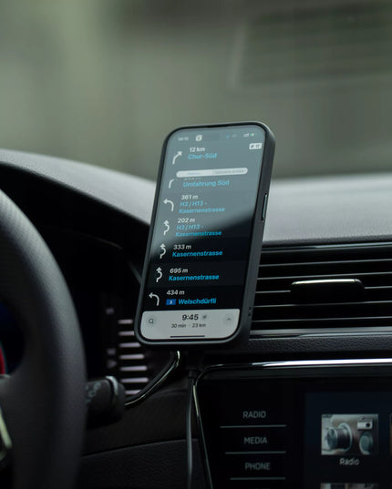 Automobilinis telefono laikiklis su Qi įkrovikliu, suderinamas su  MagSafe