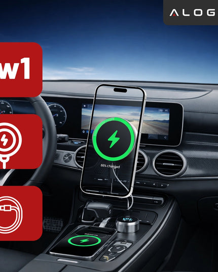 Automobilinis telefono laikiklis MagSafe orų grotelėms su įkrovikliu, skirtas Galaxy S26 S25