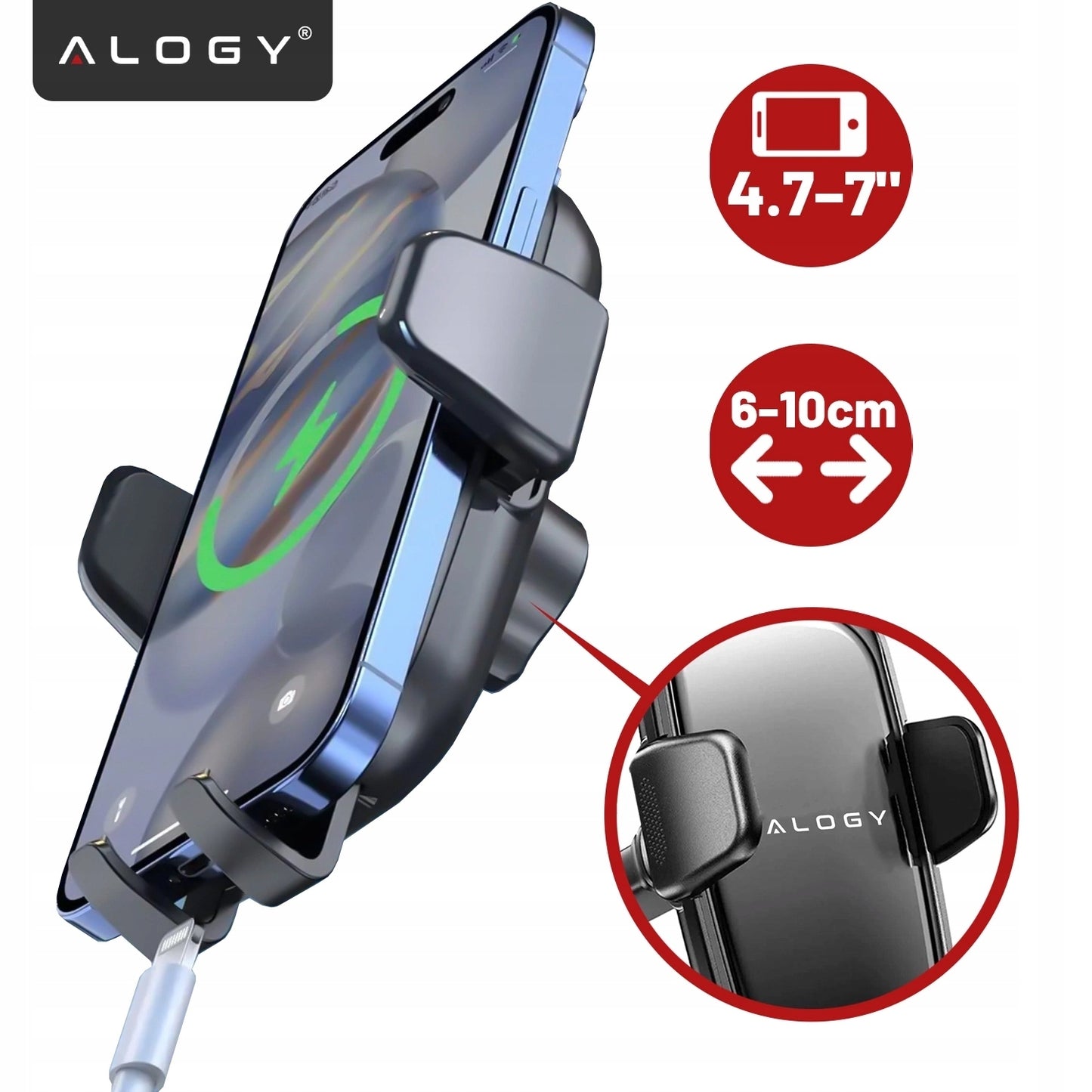 Tvirtas automobilinis telefono laikiklis ant priekinio stiklo, prietaisų skydelio, ventiliacijos grotelių