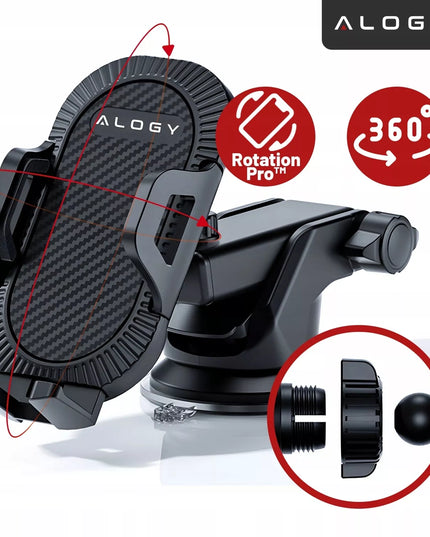 Alogy 3v1 automobilinis telefono laikiklis – tvirtinamas prie ventiliacijos grotelių, stiklo arba prietaisų skydelio