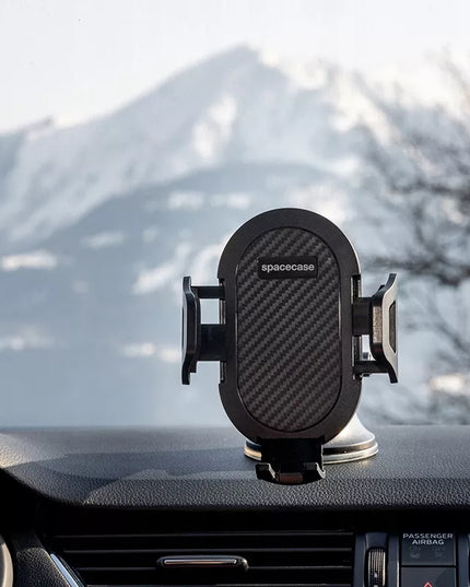Tvirtas automobilinis laikiklis telefonui ant priekinio stiklo, prietaisų skydelio, salono