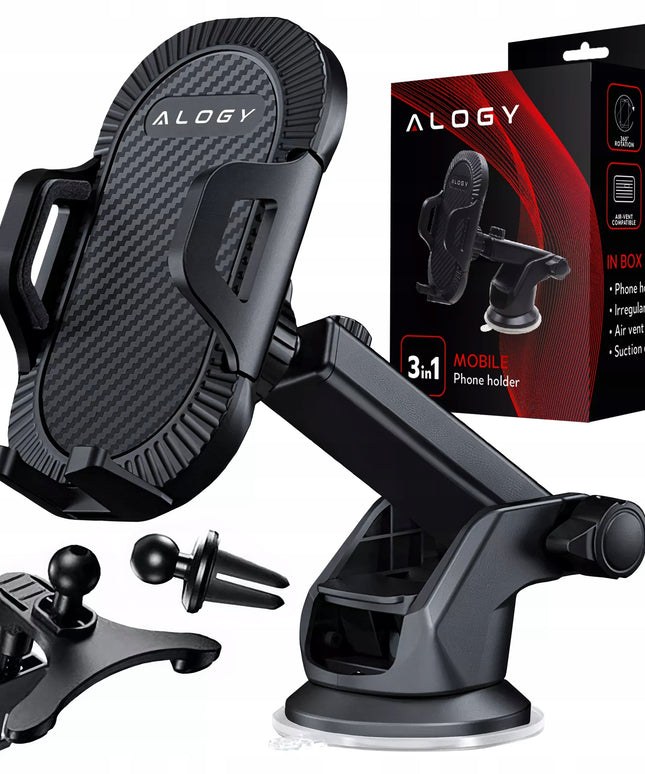 Tvirtas automobilinis telefono laikiklis - tinka priekiniam stiklui, prietaisų skydeliui, salonui