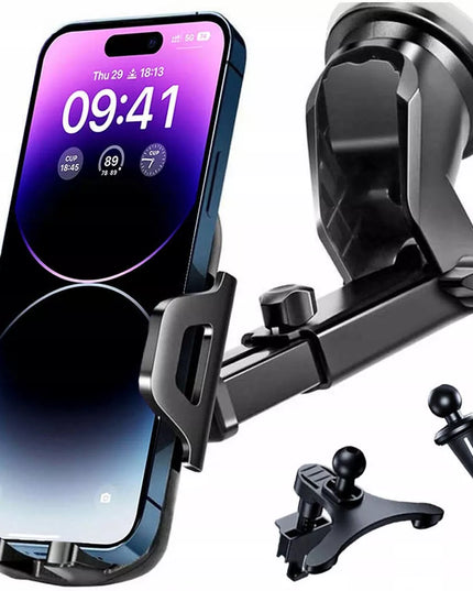 Automobilinis telefono laikiklis tvirtinamas prie stiklo arba prietaisų skydelio