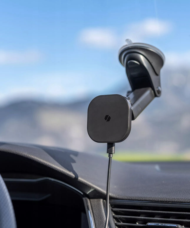 AUTOMOBILINIS TELEFONO LAIKIKLIS ANT STIKLO SU INDUKCINIU ĮKROVIKLIU, SKIRTAS MAGSAFE