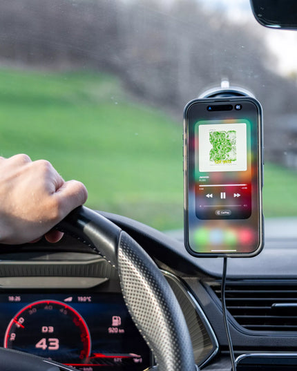 AUTOMOBILINIS TELEFONO LAIKIKLIS ANT STIKLO SU INDUKCINIU ĮKROVIKLIU, SKIRTAS MAGSAFE