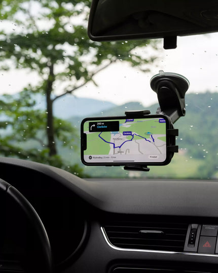 AUTOMOBILINIS TELEFONO LAIKIKLIS SPACECASE GHOST, MONTUOJAMAS ANT PRIETAISŲ SKYDELIO AR STIKLO, REGULIUOJAMAS