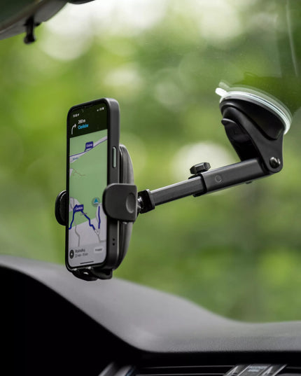 AUTOMOBILINIS TELEFONO LAIKIKLIS SPACECASE GHOST, MONTUOJAMAS ANT PRIETAISŲ SKYDELIO AR STIKLO, REGULIUOJAMAS