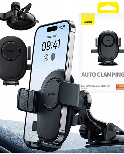 Automobilinis telefono laikiklis BASEUS spaustuvinis laikiklis ant prietaisų skydelio 360°