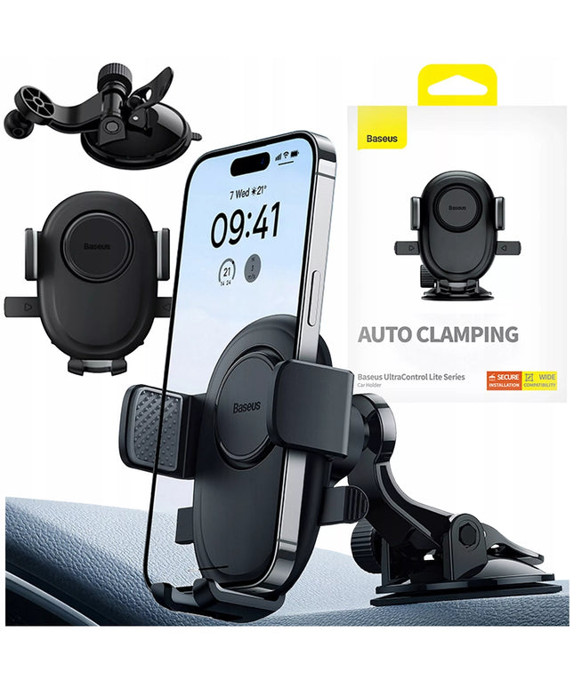 Automobilinis telefono laikiklis BASEUS spaustuvinis laikiklis ant prietaisų skydelio 360°