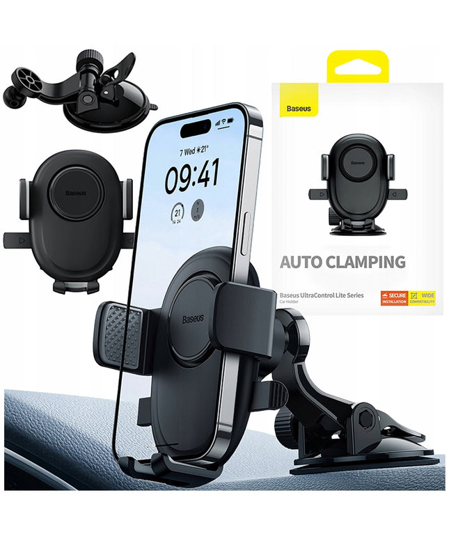 Automobilinis telefono laikiklis BASEUS spaustuvinis laikiklis ant prietaisų skydelio 360°