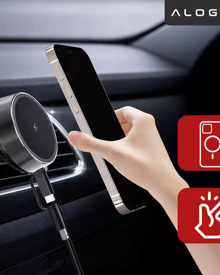 Automobilinis telefono laikiklis su 15W MagSafe belaidžiu įkrovikliu ventiliacijos grotelėms