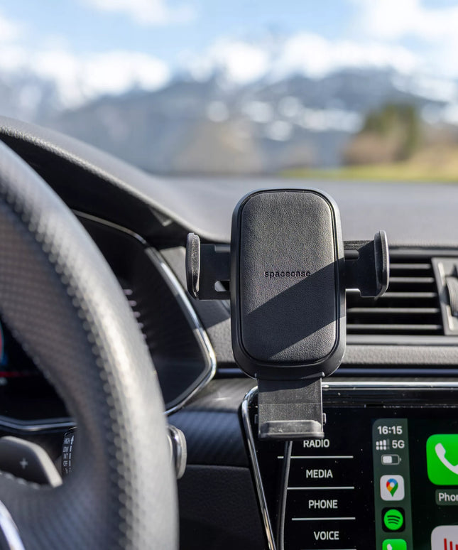 Spacecase automobilinis telefono laikiklis su belaidžiu įkrovikliu į ventiliacijos groteles