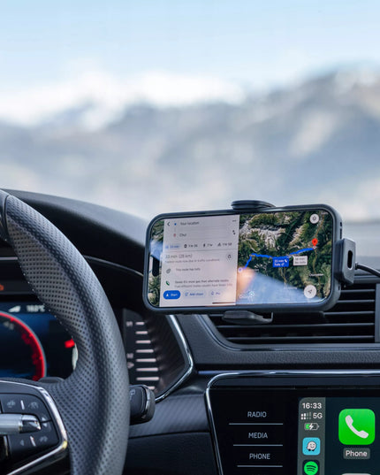 Spacecase automobilinis telefono laikiklis su belaidžiu įkrovikliu į ventiliacijos groteles