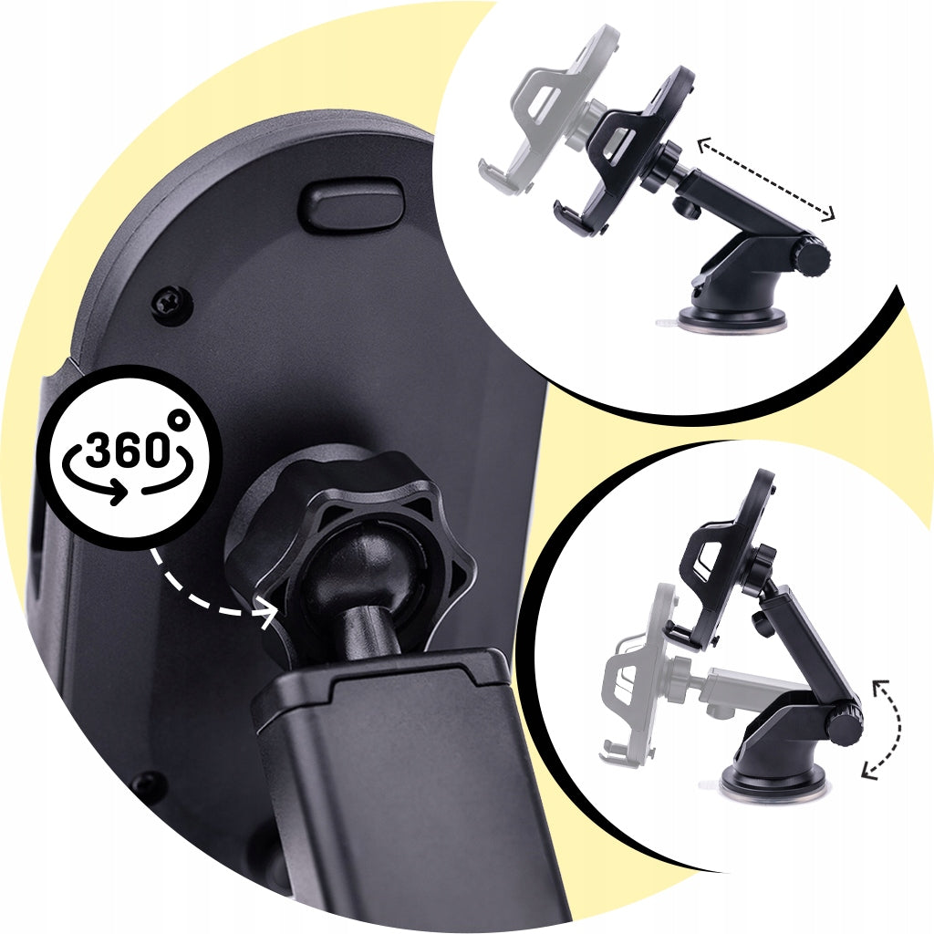 STIPRUS AUTOMOBILINIS TELEFONO LAIKIKLIS ANT STIKLO, PRIETAISŲ SKYDELIO, VENTILIACIJOS GĖLELIŲ + 3IN1 USB LAIDAS