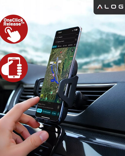 Alogy automobilinis telefono laikiklis – tvirtinamas prie ventiliacijos grotelių, stiklo ar prietaisų skydelio su papildomu organizatoriumi