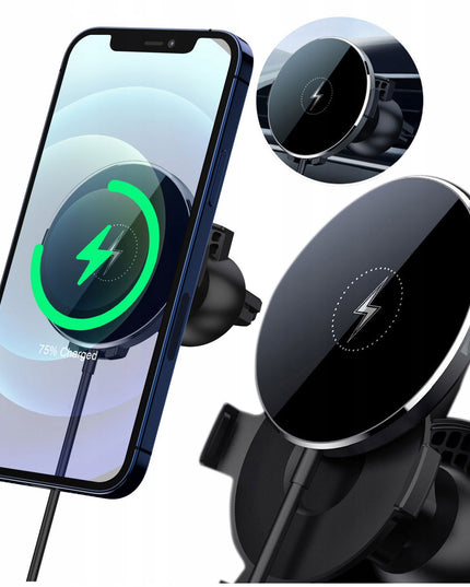 Automobilinis laikiklis MAG SAFE, belaidis įkroviklis 15W, skirtas iPhone 14, 15, 16, 17