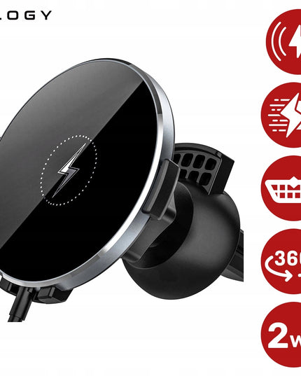 Automobilinis laikiklis MAG SAFE, belaidis įkroviklis 15W, skirtas iPhone 14, 15, 16, 17