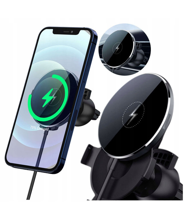 Automobilinis laikiklis MAG SAFE, belaidis įkroviklis 15W, skirtas iPhone 14, 15, 16, 17