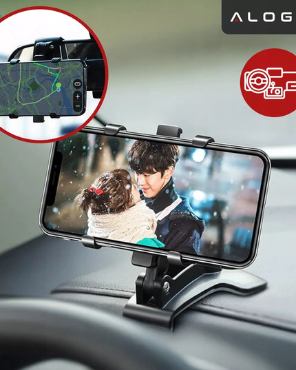 Automobilinis telefono laikiklis, tvirtinamas ant prietaisų skydelio, stogelio ar automobilio konsolės