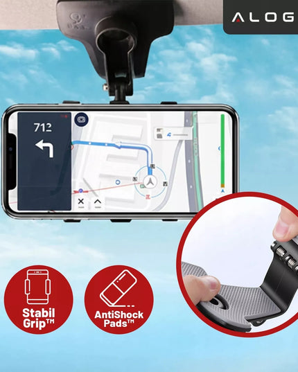 Automobilinis telefono laikiklis, tvirtinamas ant prietaisų skydelio, stogelio ar automobilio konsolės