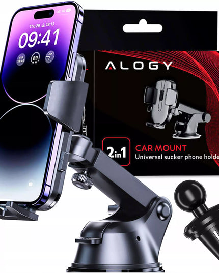 Automobilinis telefono laikiklis ant stiklo ir prietaisų skydelio Alogy
