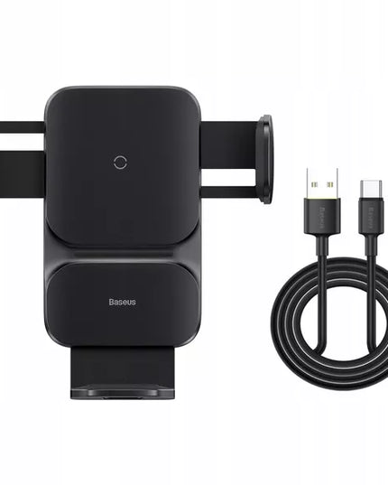 Automobilinis telefono laikiklis su greitojo įkrovimo funkcija BASEUS Qi 15W