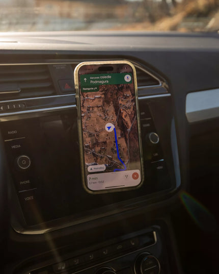 Spacecase automatinis magnetinis automobilinis telefono laikiklis su siurbtuku, skirtas MagSafe, juodas