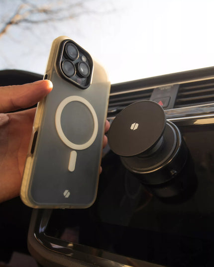 Spacecase automatinis magnetinis automobilinis telefono laikiklis su siurbtuku, skirtas MagSafe, juodas