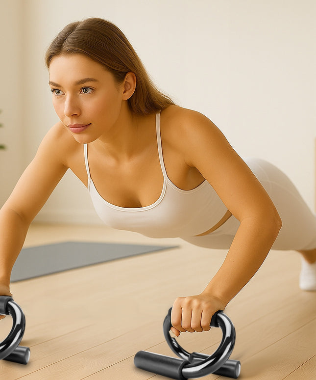 Rankenos atsispaudimų atramoms, treniruotėms namuose ir sporto salėje, tvirtos plieninės, 2 vnt.