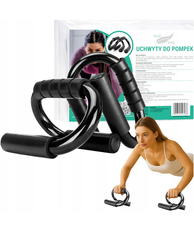 Rankenos atsispaudimų atramoms, treniruotėms namuose ir sporto salėje, tvirtos plieninės, 2 vnt.