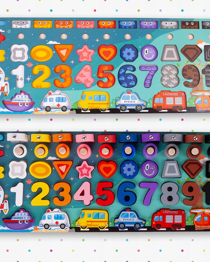 MEDINIS MONTESSORI ŽAIDIMAS-DĖLIONĖ: ŽUVYČIŲ GAUDYMAS, SKAIČIAI, FIGŪROS, TRANSPORTO PRIEMONĖS