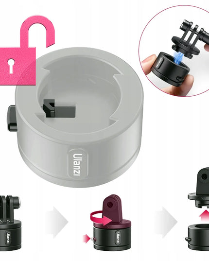 Ulanzi Go-Quick II mini trikojis ir asmenukių lazdelė 24 cm su GoPro Hero 13, 12, 11, 10, 9 adapteriu