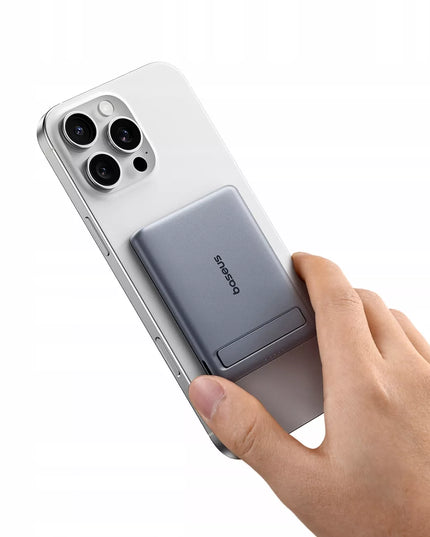 Itin plonas „Baseus“ magnetinis „MagSafe“ indukcinis „powerbank“ 5000 mAh 20 W su atrama