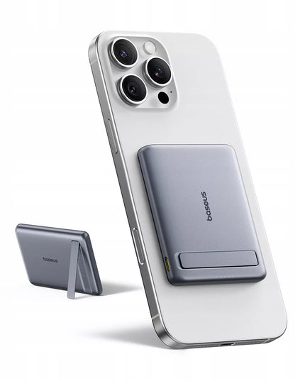 Itin plonas „Baseus“ magnetinis „MagSafe“ indukcinis „powerbank“ 5000 mAh 20 W su atrama