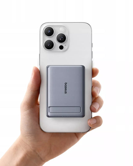Itin plonas „Baseus“ magnetinis „MagSafe“ indukcinis „powerbank“ 5000 mAh 20 W su atrama