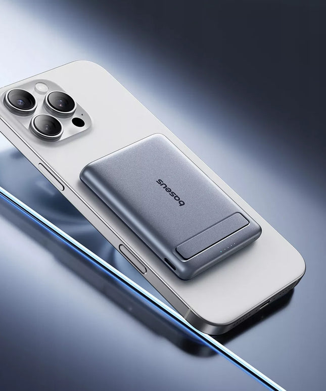 Itin plonas „Baseus“ magnetinis „MagSafe“ indukcinis „powerbank“ 5000 mAh 20 W su atrama