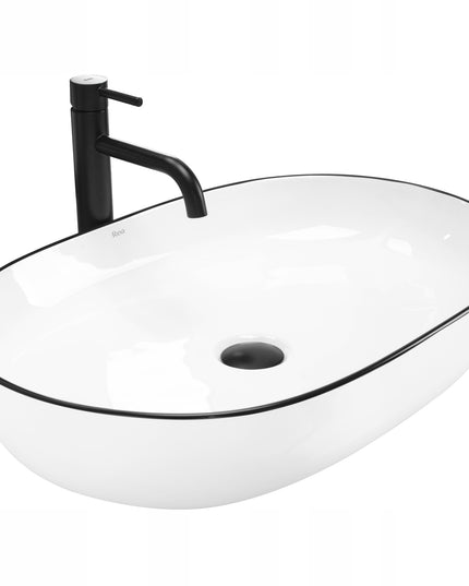 Baltas ovalus 60 cm stalviršio praustuvas REA CLEO, didelis