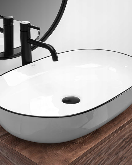 Baltas ovalus 60 cm stalviršio praustuvas REA CLEO, didelis
