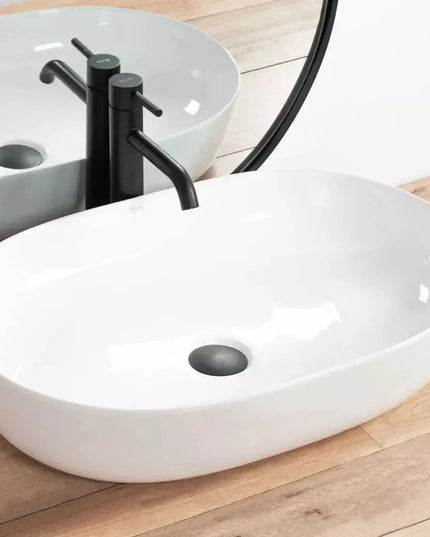 Baltas ovalus 60 cm stalviršio praustuvas REA CLEO, didelis