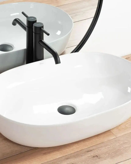 Baltas ovalus 60 cm stalviršio praustuvas REA CLEO, didelis