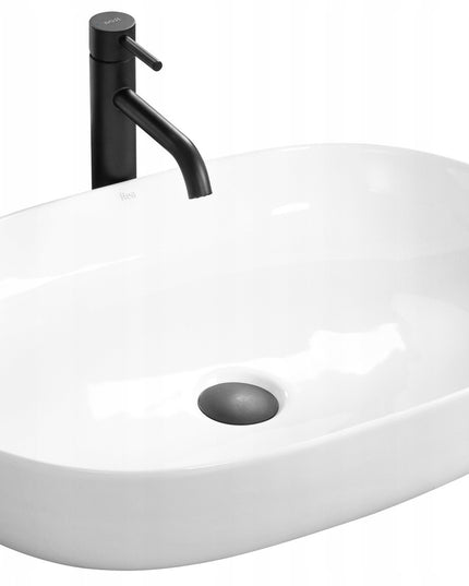 Baltas ovalus 60 cm stalviršio praustuvas REA CLEO, didelis