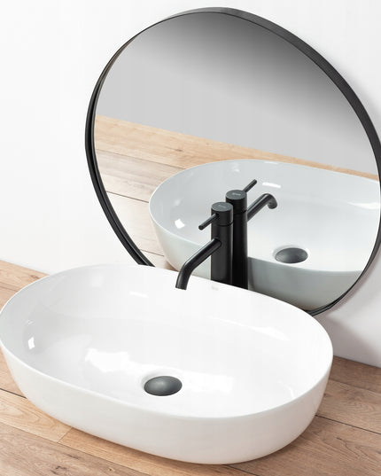 Baltas ovalus 60 cm stalviršio praustuvas REA CLEO, didelis