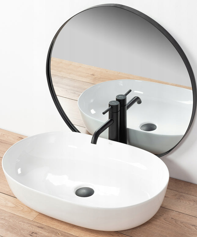 Baltas ovalus 60 cm stalviršio praustuvas REA CLEO, didelis