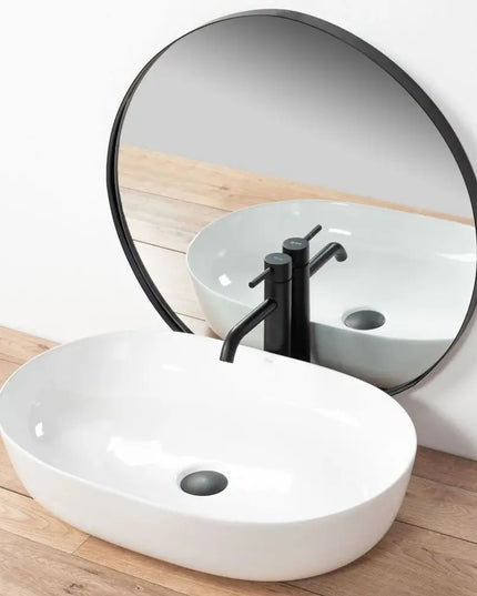 Baltas ovalus 60 cm stalviršio praustuvas REA CLEO, didelis