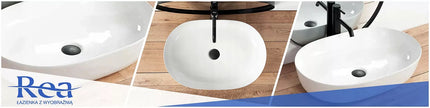 Baltas ovalus 60 cm stalviršio praustuvas REA CLEO, didelis