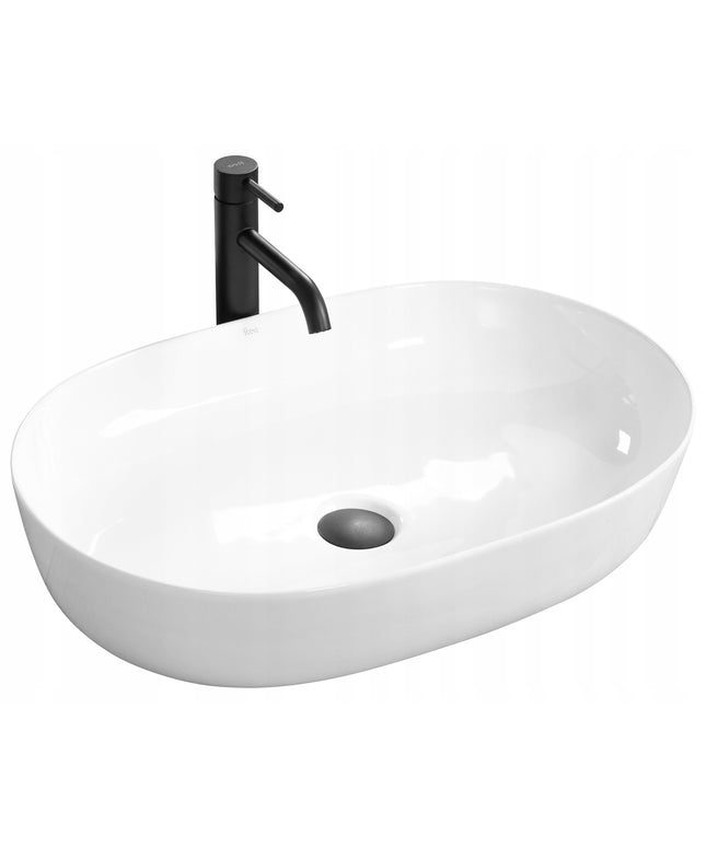 Baltas ovalus 60 cm stalviršio praustuvas REA CLEO, didelis